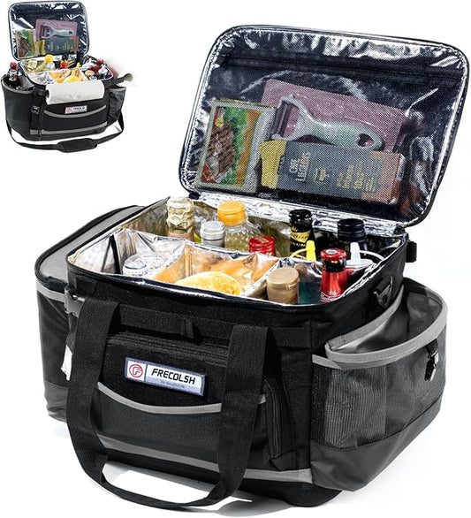 Large Grill Caddy with Lid with Adjustable Dividers, BBQ Outdoor Organizer Bag, Picnic Camping Utensil Caddy, Tailgating Essentials, Grill Gifts for Father's Day