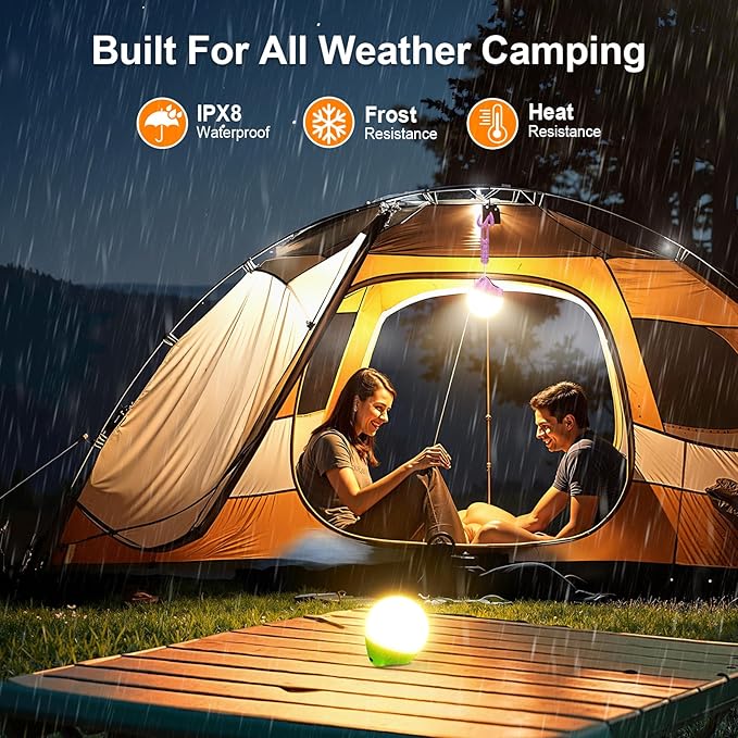 LETMY Rechargeable Camping Lights, 4 Pack Portable Tent lights With 4 Lighting Modes, 150LM LED Camping Lantern Waterproof, Only 20g Hanging Tent Lantern for Hiking Backpacking Power Outages Emergency