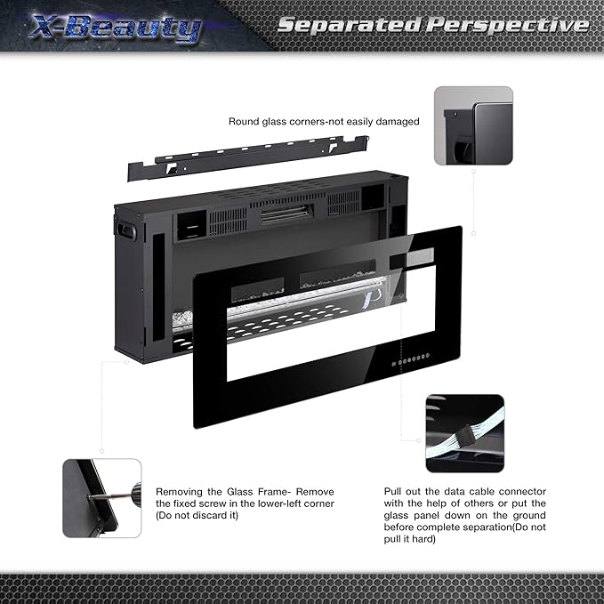 Xbeauty 30 inch Wall Mounted Recessed Electric Fireplace Insert, Flush Mount Linear Fireplace, Ultra-Thin Lightweight LED Fireplace Heater, Fit 2x4&2x6 Stud w/Touch Screen,Remote Control,1500W,Black