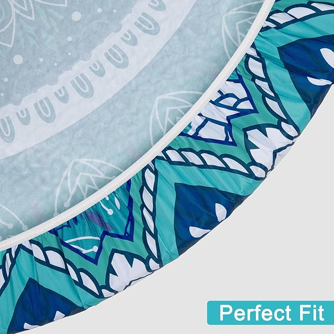 Round Tablecloth Fitted Elastic Table Cover Waterproof Table Cloth for Dinner, Party, Picnic,Camping, Round Table Cover for Indoor Outdoor