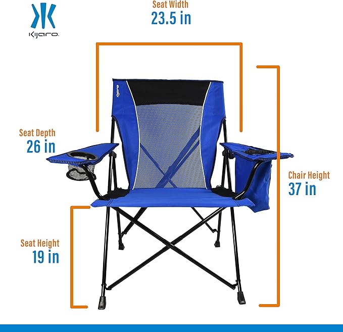 Kijaro Dual Lock Portable Camping Chairs - Enjoy Outdoors with Versatile Folding Sports & Lawn Chair - Dual Lock Feature Locks Position - Maldives Blue with Cooler