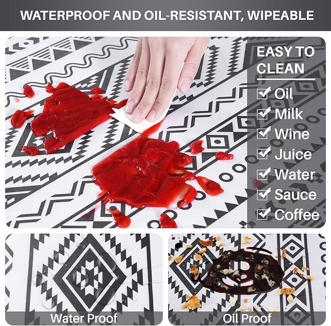 Picnic Table Cover with Bench Covers Non Slip Waterproof Vinyl Tablecloth for 6 Foot Rectangle Tables Family Gardening Needs Camping Rv Roadtrip Items for Tent Camper Useful Gift for Woman Man