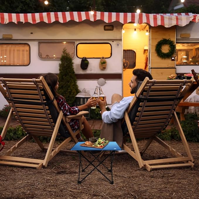 VILLEY Portable Camping Side Table, Ultralight Aluminum Folding Beach Table with Carry Bag for Outdoor Cooking, Picnic, Camp, Boat, Travel