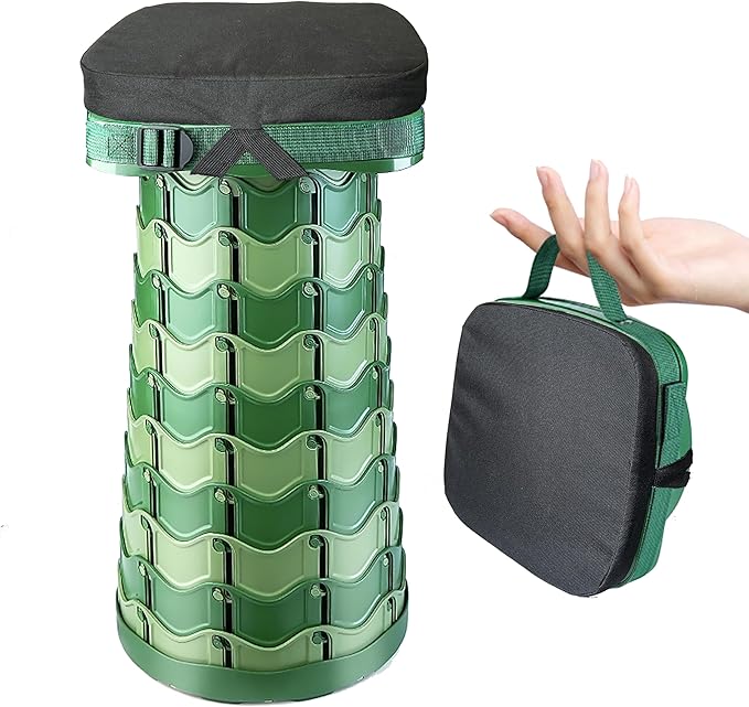 Portable Foldable Stool Set - Sturdy Square Collapsible Stool + Thick Seat Cushion - 550lbs Load Capacity for Camping Travel Picnic Gardening (Camouflage/Black)