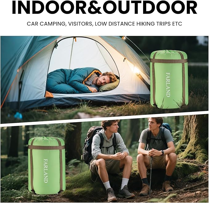 FARLAND Sleeping Bags 30℉ for Adults Teens Kids with Compression Sack Portable and Lightweight for 3-4 Season Camping, Hiking,Waterproof, Backpacking and Outdoors