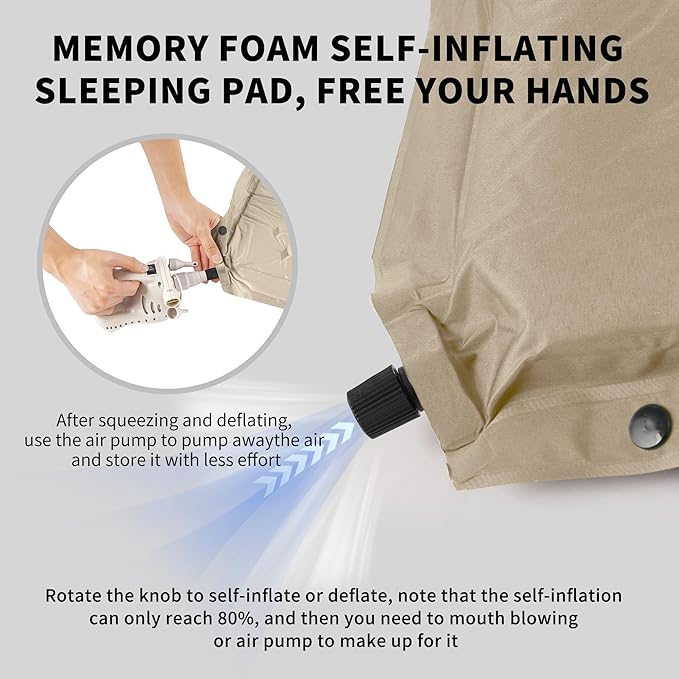 Naturehike 4"/10cm Ultra Thick Foam Self Inflating Sleeping Pad, R9.5 Patchwork Sleeping Mats with 75D Fabric, 4 Seasons Air Mattress for Camping, Travel, Car, Tent, Cot, Hiking