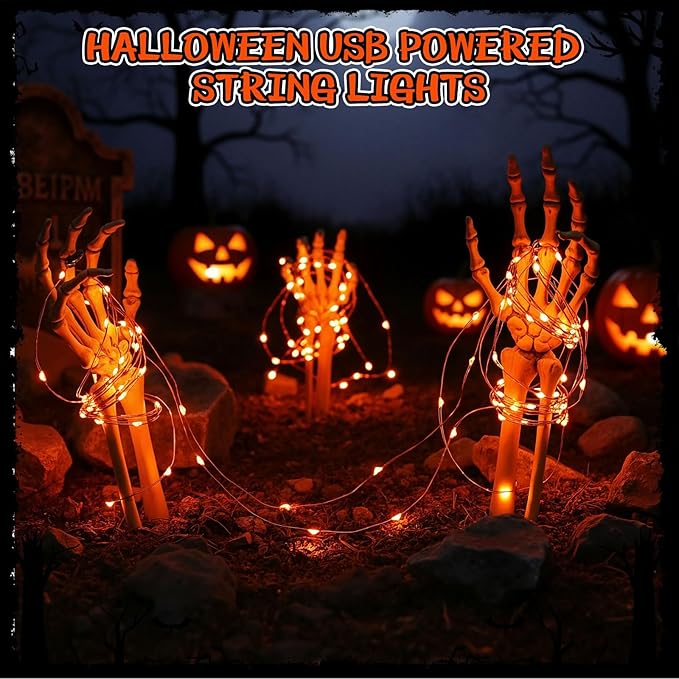 Macarrie 6 Ps USB String Lights 33 ft 100 LED Fairy Lights Powered String for Christmas Indoor Outdoor Wedding Party Tree Home Festival Garden Decoration (Orange)