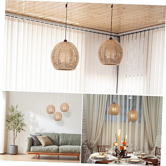 2pcs Imitation Rattan Lampshade Chandelier Lampshade Imitated Woven Lamp Shade Hanging Lamp Shade Chandelier Shade Modern Style Lampshade Household Lampshade Creative Lampshade