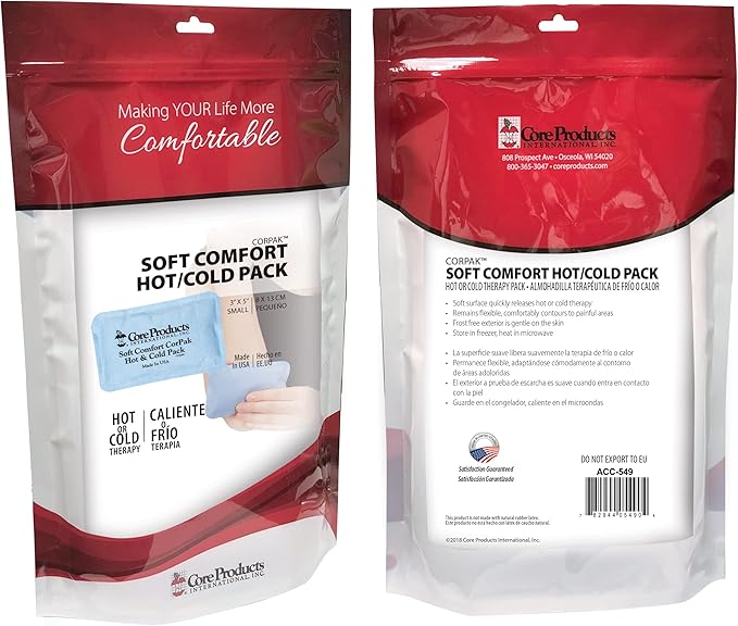 Core Products Soft Comfort CorPak, No Frost Hot and Cold Therapy Pack - 3" x 5", Made in The USA