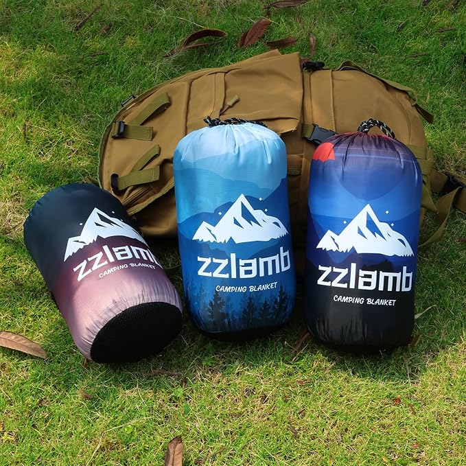 zzlamb Puffy Down Camping Blanket Water-Repellent, Down Throw Travel Blanket Portable for Outdoor, Light Warm Quilt for Couch Plane Car Theater Stadium Picnic RV Backpacking Hammock