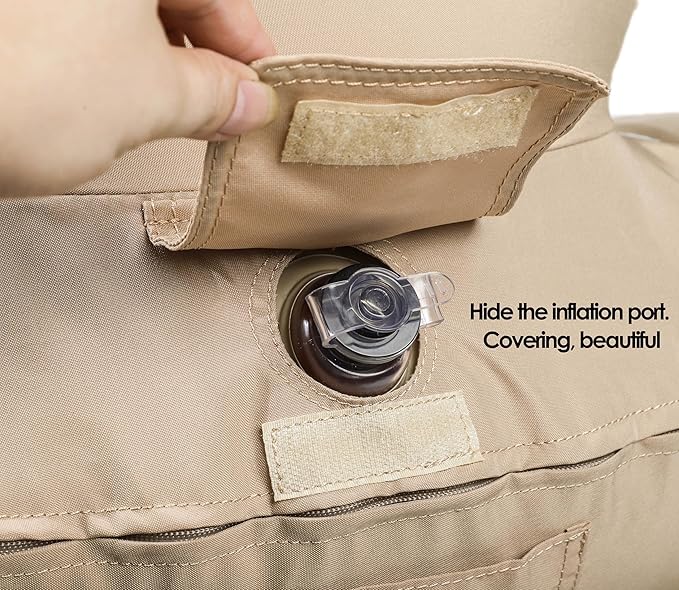 LUOOV Inflatable Couch Chairs Blow up Camp Sofa Camping Air Couch Sofa Inflatable Outdoor Furniture Chair Couch Lounger Air Sofa for Adult(Khaki Single)