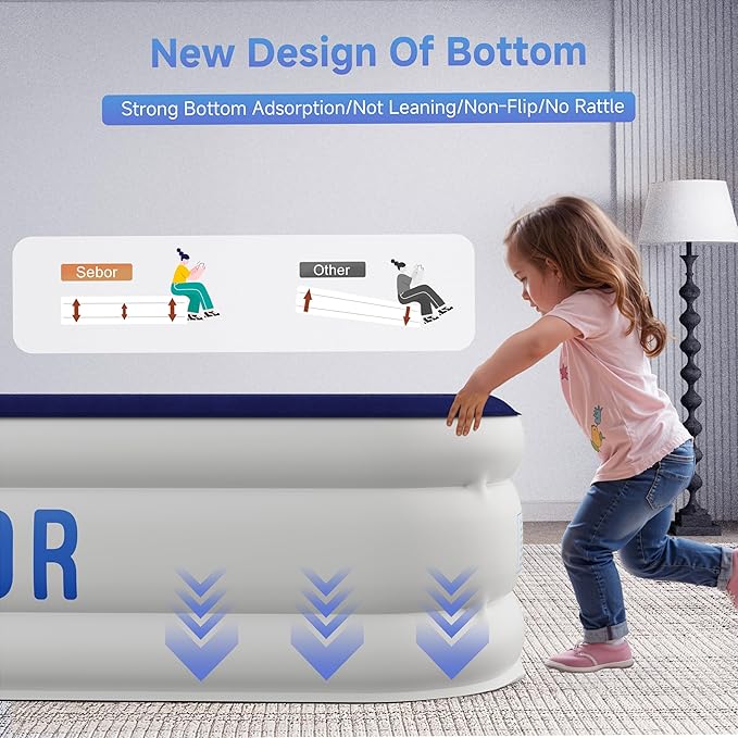 Air Mattress Full with Built-in Pump 18", Comfortable Self-Inflating Air Mattress with High-Speed Pump, Durable Blow Up Mattress Full with Storage Bag for Guests, Camping, Travel