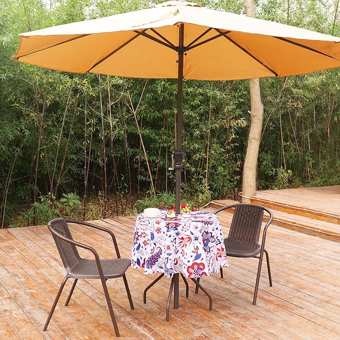 SquarePie Outdoor Indoor 60'' Round Tablecloth with Umbrella Hole and Zipper, Waterproof Patio Zippered Table Cloths for Spring Summer Party Picnic, Gorgeous Flowers