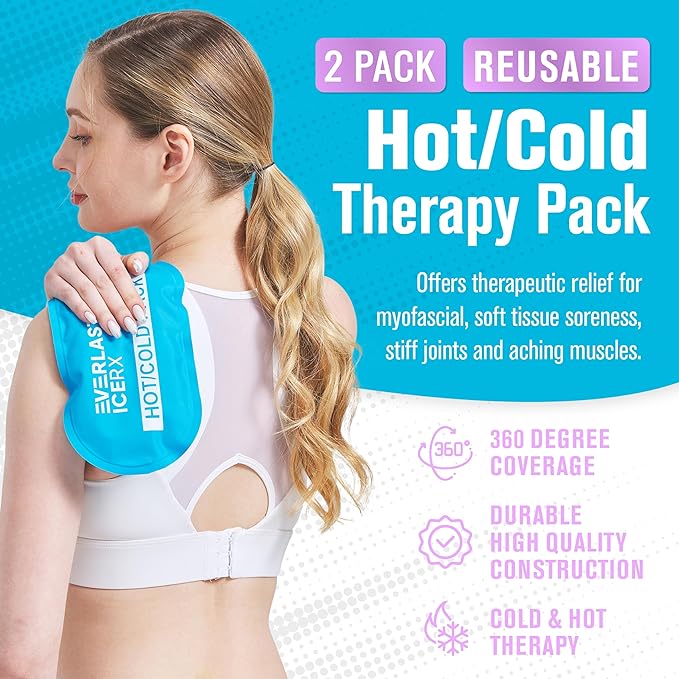 Reusable Hot and Cold Gel Ice Pack Wrap (2 Pack) - Hot and Cold Therapy Solution for Injuries - Adjustable & Flexible for Knees, Back, Shoulders, Arms, and Legs - Ice Packs for Injuries Reusable