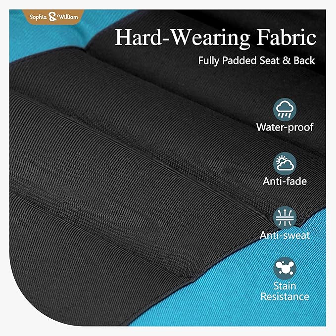 Sophia & William Oversized Zero Gravity Chair Set of 2 Padded, Folding Lounge Chair with Wide Armrest and Cup Holder, Support 400 LBS, Aqua Blue