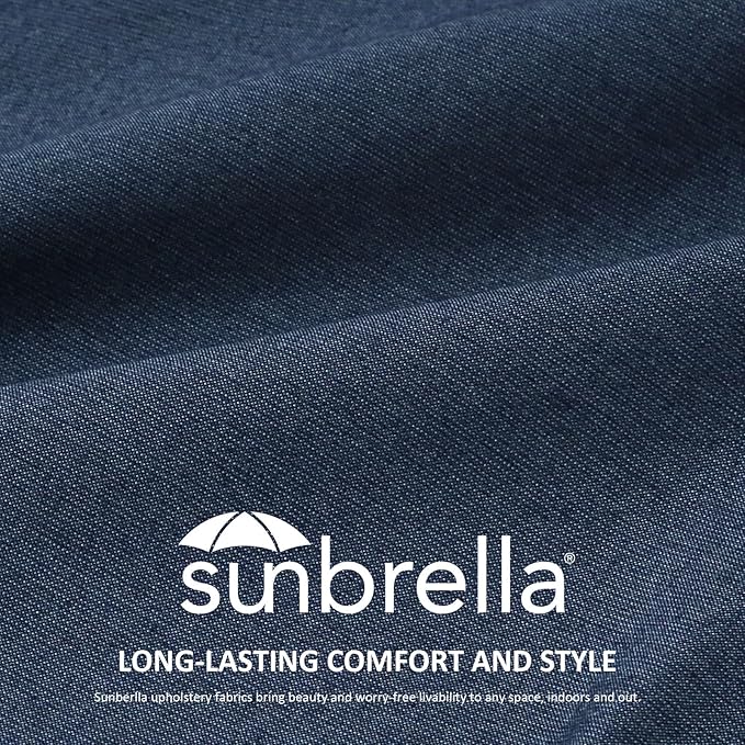 Sunbrella Square Corner Seat Cushions, 19" x 19" x 3", Set of 4, Indoor Outdoor Water Repellent Universal Chair Pads with Ties for Patio Furniture, Garden Dining Chairs, Specrtum Indigo