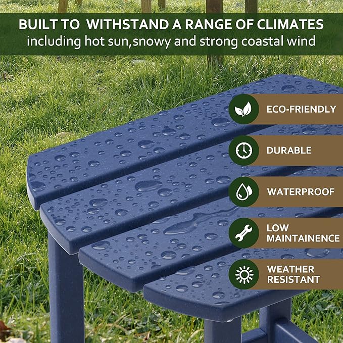 TORVA Patio Adirondack Side Table, Outdoor End Tables All-Weather Resistant HDPE Humidity-Proof Long Time Use for Deck, Lawn,Garden, Porch, Backyard End Table(Navy Blue Color-1 Tier)