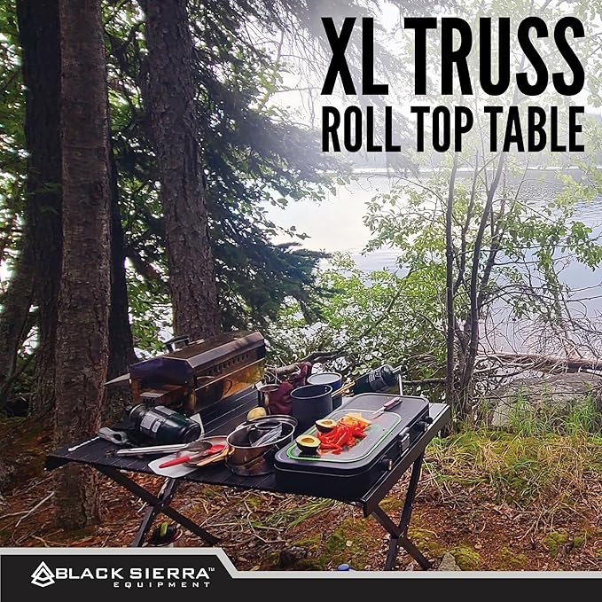 Black Sierra XL Folding Portable Camping Table, Lightweight Table for Indoor/Outdoor use, Tailgating & Picnic, Foldable Outdoor Carry Bag