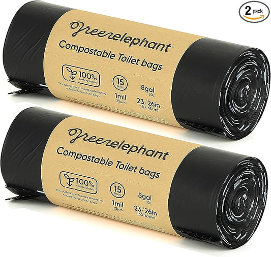 Green Elephant Portable Toilet Bags - Camping Toilet Bags (15 Count (Pack of 2)