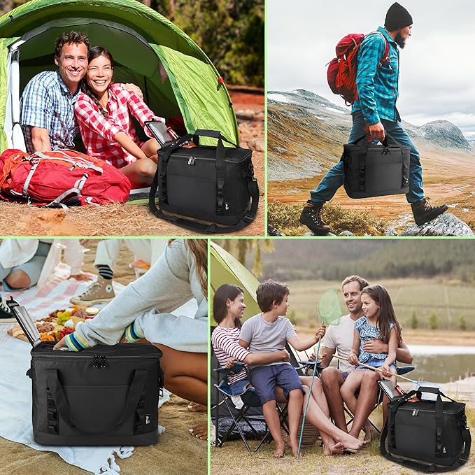 Tirrinia Large Cooler Bag Insulated, 48 Cans Leakproof Soft Camping Coolers, Portable Beach Cooler with Shoulder Strap for Picnic, Beach, Travel Road Trip