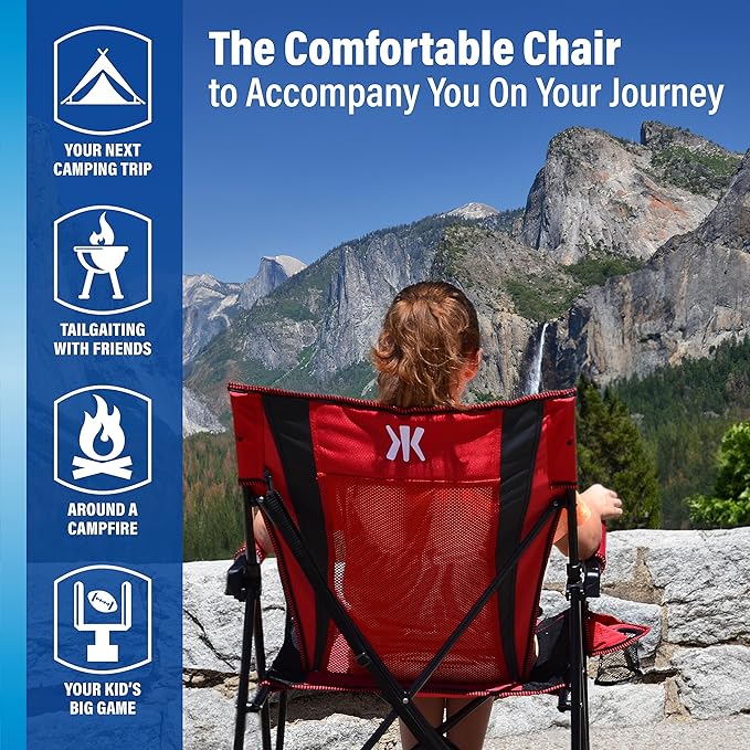 Kijaro Portable Camping Chairs - Enjoy the Outdoors with a Versatile Folding Sports Chair for Outdoor & Lawn - Dual Lock Feature Locks Position – Hallet Peak Gray