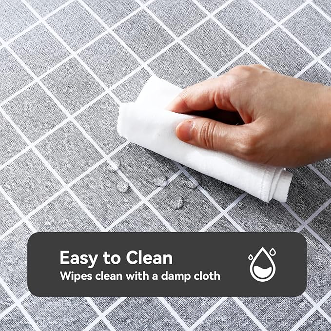 Romanstile Rectangle Plastic Tablecloth, 100% Waterproof Oil-Proof Checkered PVC Table Cloths, Heavy Duty Vinyl Table Covers for Dining, Camping, Picnic, Outdoor - 54 x 78 Inch, Blue Checkered