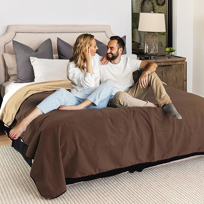 Waterproof Blanket Large – No Mess Soft and Cozy Waterproof Throw Blanket Against Accidents, Spill & Stain Proof Easy to Clean Splash Blanket Cover, Reversible Brown 80”x90”
