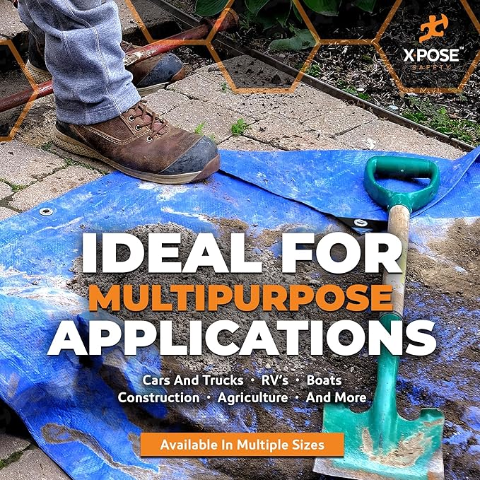 Better Blue Poly Tarp 25' x 40' - Multipurpose Protective Cover - Lightweight, Durable, Waterproof, Weather Proof - 5 Mil Thick Polyethylene - by Xpose Safety