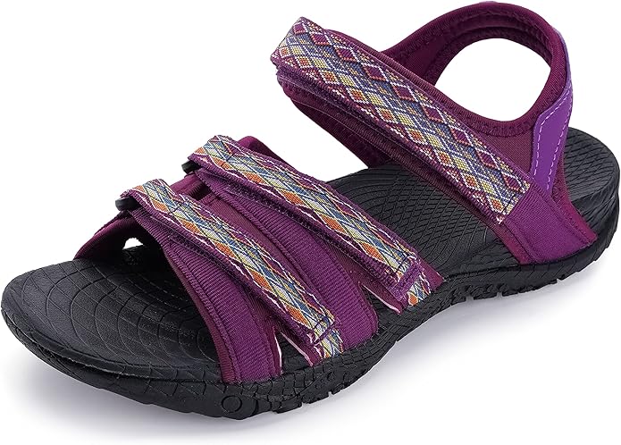 WHITIN Women’s Hiking Sandals with Arch Support | Adjustable Hook and Loop Straps | Durable Sport Sandals for Outdoor Adventure