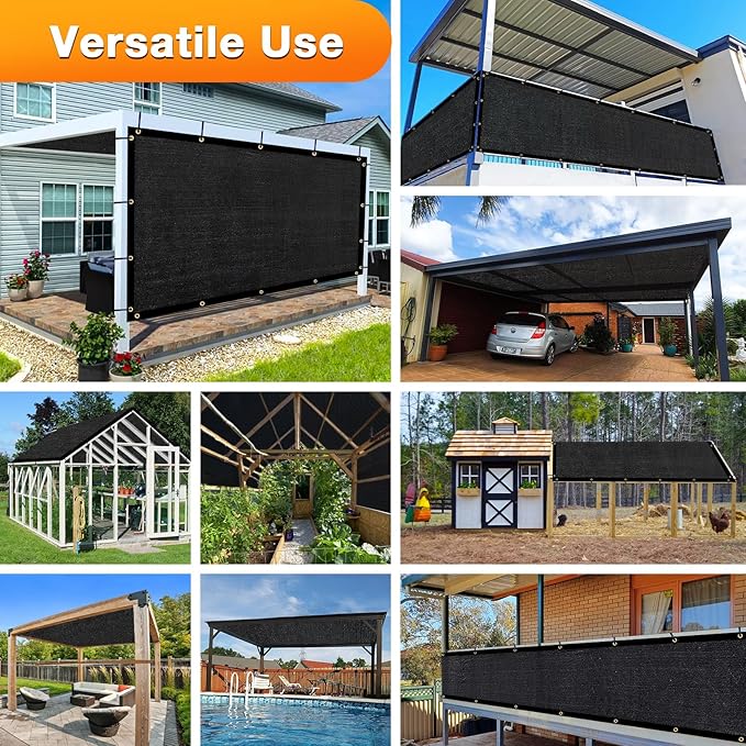 Artpuch Outdoor Pergola Shade Cover 14x23 FT Sun Shade Cloth with Grommets Black 90% UV Protection Canopy Patio Privacy Screen (Customized Available)