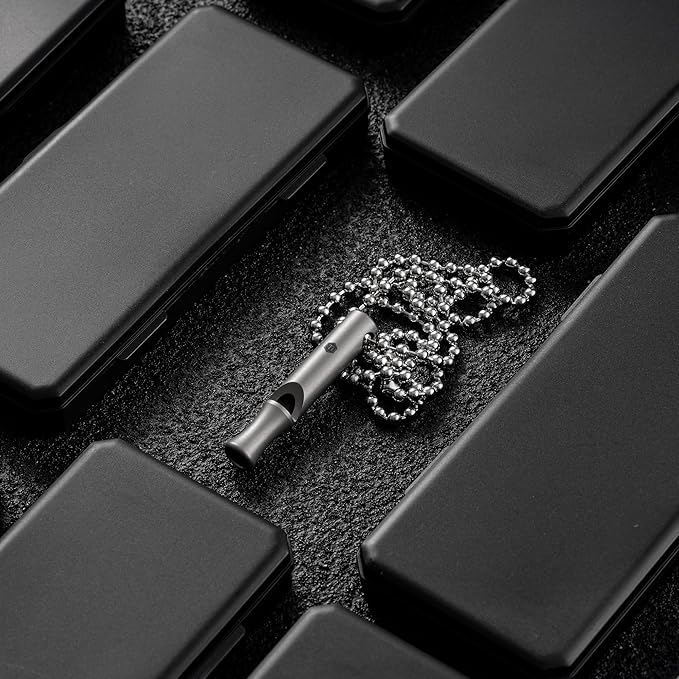 KeyUnity Titanium EDC Whistle Outdoor Emergency Whistle for Keychain, Comes with Necklace to Hang on Neck