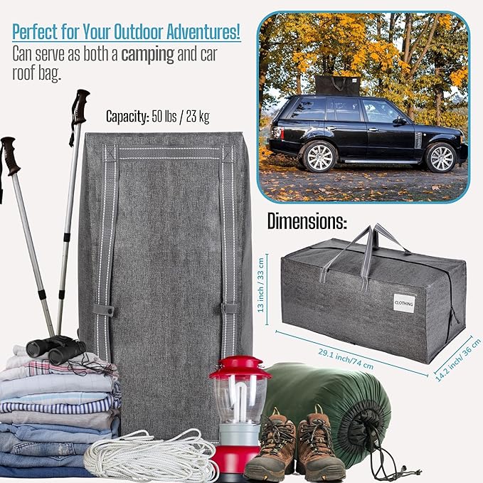 VENO 10 Pack Moving Bags w/Backpack Straps, Heavy Duty, Moving Boxes Alternative, Packing Supplies, Large Storage Totes for Dorm Room Essentials with Zipper for Clothes (Gray, 10 Pack)