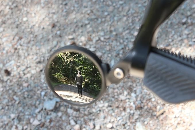Hafny Bar End Bike Mirror - Stainless Steel Lens, Safe Adjustable Rearview, Cycle, E-bike - HF-MR087 (Black 68 Diameter)