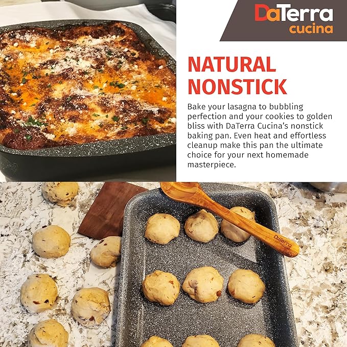 DaTerra Cucina Roasting & Lasagna Pan – 16" x 12" x 3", Large Nonstick Ceramic – Oven & Stovetop Safe to 600°F, 2.5mm Aluminum Base, PTFE, PFOA, Lead & Cadmium Free – Durable & Stylish, Made in Italy