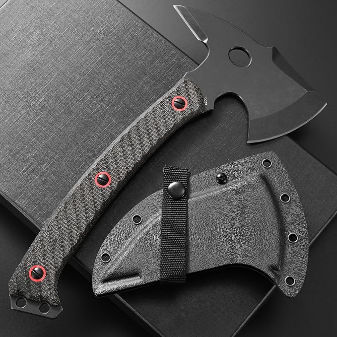 C1342 Camping Axes,DC53 Steel Blade Micarta Handle Chopping Axe Bushcraft Camping Axes Survival Hatchet Full Tang Axe for Hiking Hunting Camping Splitting Chopping Wood(Black)