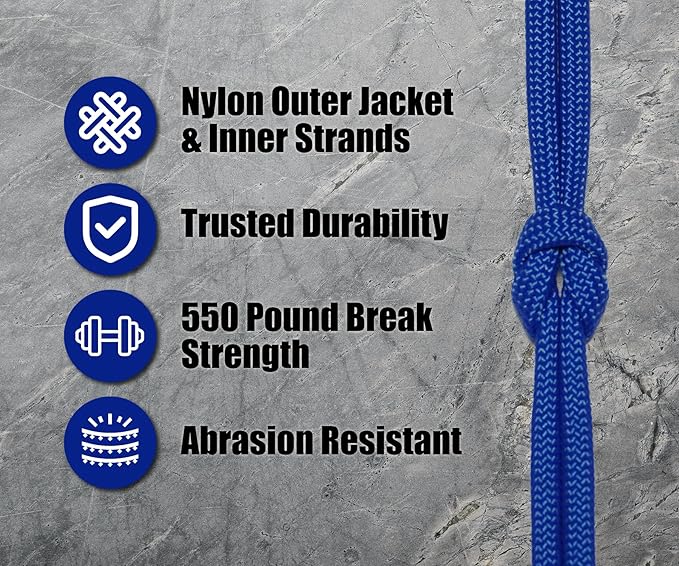 BORED? PARACORD! 550 lb Paracord - Ideal for Crafting, Camping, DIY Projects, Active & Military Outdoors - Strong Survival Rope - Tactical Parachute Cord Type III - Royal Blue 1000 Feet