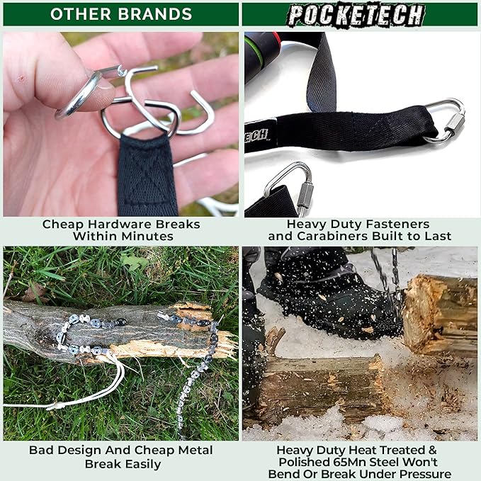 The Pocketech's Arborist Rope Tree Climbing Kit - 48 Inch Long High Limb Hand Chain Saw Kits - 62 Teeth-Blades on Both Sides for Arborist Equipment, Climbing Rope, and Climbing GearClim