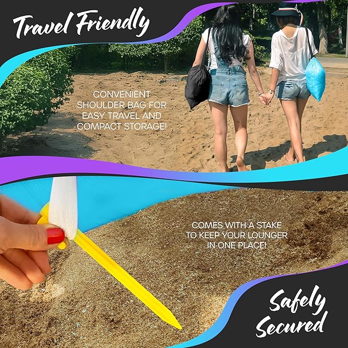 Nevlers 2 Pack Inflatable Loungers Air Sofa Couch | Perfect for Beach Chair Camping Chairs or Portable Hammock |Travel Bag Pouch, Pegs & 3 Pockets| Movie Seating & Camping Accessories Blow Up Lounger