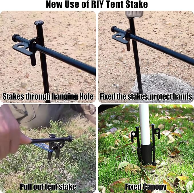 16 Pack Tent Stakes Heavy Duty Metal Tent Pegs for Camping Steel Tent Stakes 12 inch Unbreakable and Inflexible