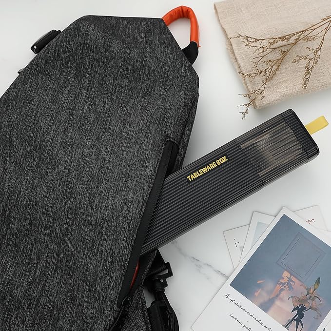 DEVICO Travel Utensils with Case, 18/8 Stainless Steel Reusable Silverware Set for Lunch Box, Portable Cutlery Set, Fork and Spoon Set for Camping, Lunch, Picnic, Workplace, School (Black)