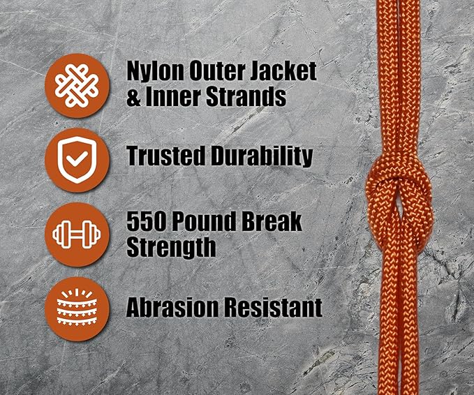 BORED? PARACORD! 550 lb Paracord - Ideal for Crafting, Camping, DIY Projects, Active & Military Outdoors - Strong Survival Rope - Tactical Parachute Cord Type III - International Orange 1000 Feet