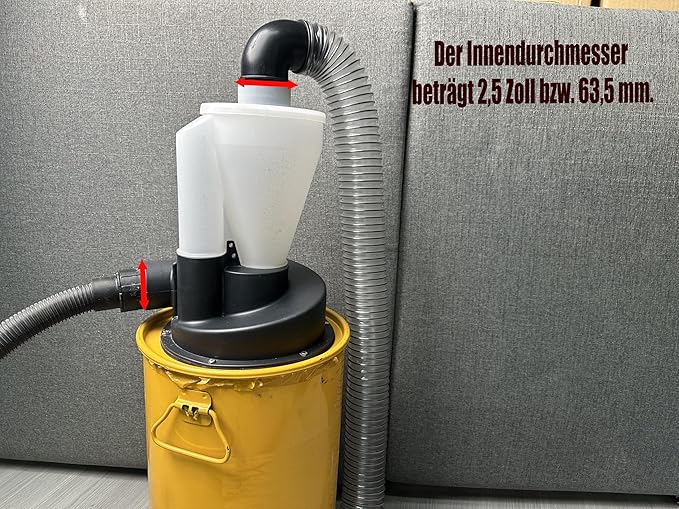 2.5'' New Upgrade Woodworking Double Filtration Cyclone Dust Collector DIY Turbocharged Filter Industrial Separator Collector Canister Dust Control System for Shop Vac Contractor Assistant