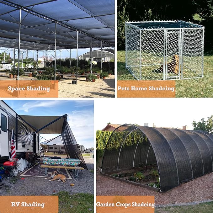 Garden expert 50% Black Shade Cloth 8x12FT Taped Edge with Grommets Sun Net Mesh for Garden Patio Backyard UV-Resistant