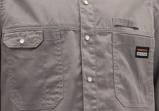 KONRECO FR Shirts for Men Fire Resistant Button Down Work Shirt 100% Cotton 6.5oz Lightweight Welding Shirts