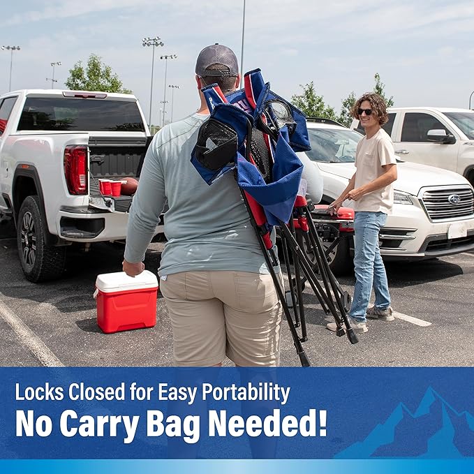 Kijaro Dual Lock Pro, NFL Sports Fan Foldign Chair, 26" L x 35.5" W x 37" H, New York Giants