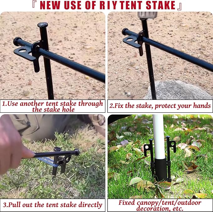 20 Pack 16 inch Tent Stakes Heavy Duty Metal Tent Pegs for Camping Steel Tent Pegs Unbreakable and Inflexible