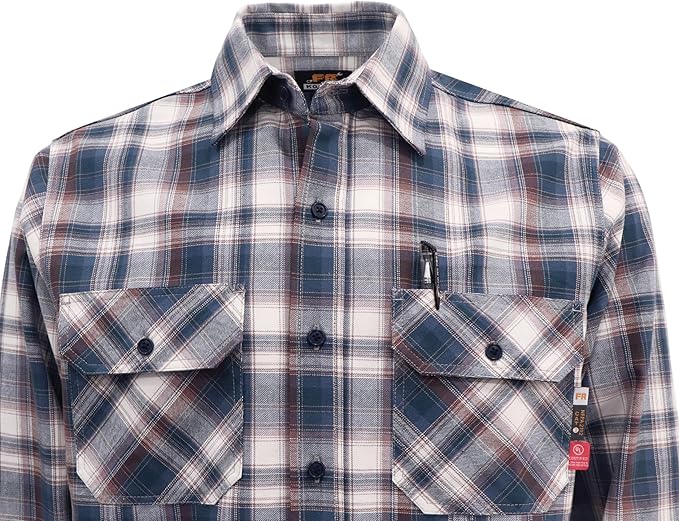 KONRECO FR Shirts for Men Fire Resistant Button Down Work Shirt 100% Cotton 6.5oz Lightweight Welding Shirts