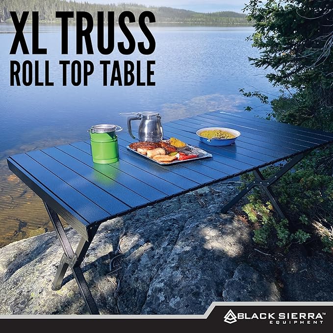 Black Sierra XL Folding Portable Camping Table, Lightweight Table for Indoor/Outdoor use, Tailgating & Picnic, Foldable Outdoor Carry Bag