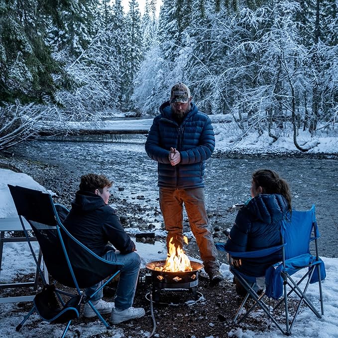 Flame King Smokeless Propane Fire Pit, 19-inch Portable Firebowl, 58K BTU with Self Igniter, Cover, & Carry Straps for RV, Camping, & Outdoor Living