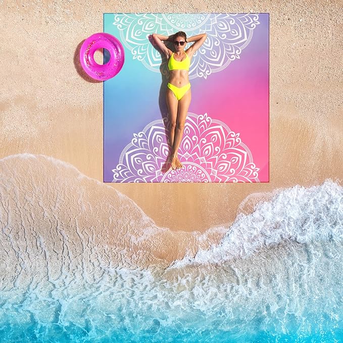 Beach Blanket Waterproof Sandproof Extra Large Beach Mat 79" X 83"/120"x108"for 1-8 Adults Quick Drying Durable Outdoor Picnic Mat for Beach Travel Camping Hiking